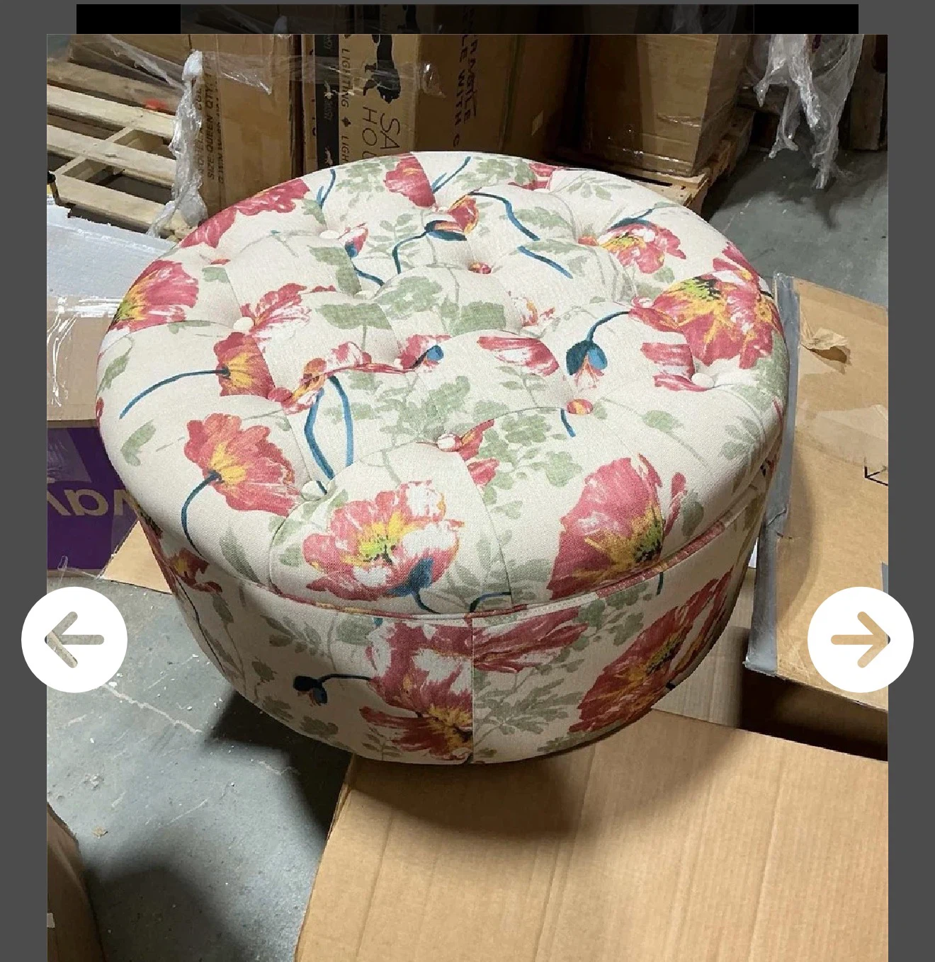 Floral Tufted Round Ottoman