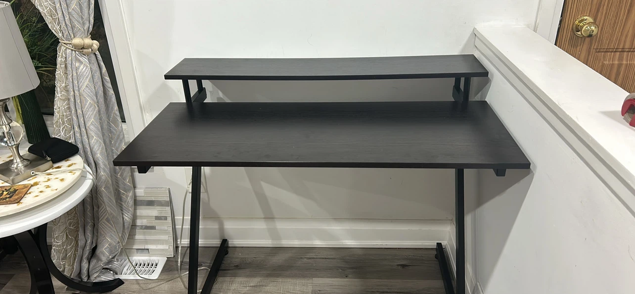 Black Computer Desk with Shelf - photo 2