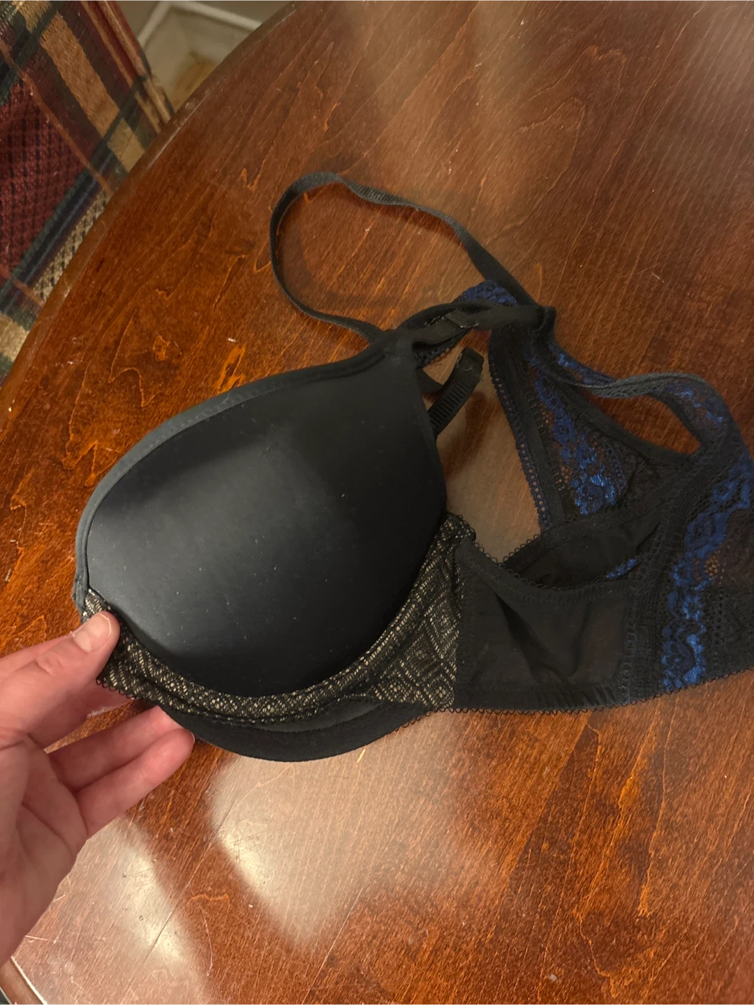 Never Worn Black, nude, and blue lace halter push up bra - photo 3