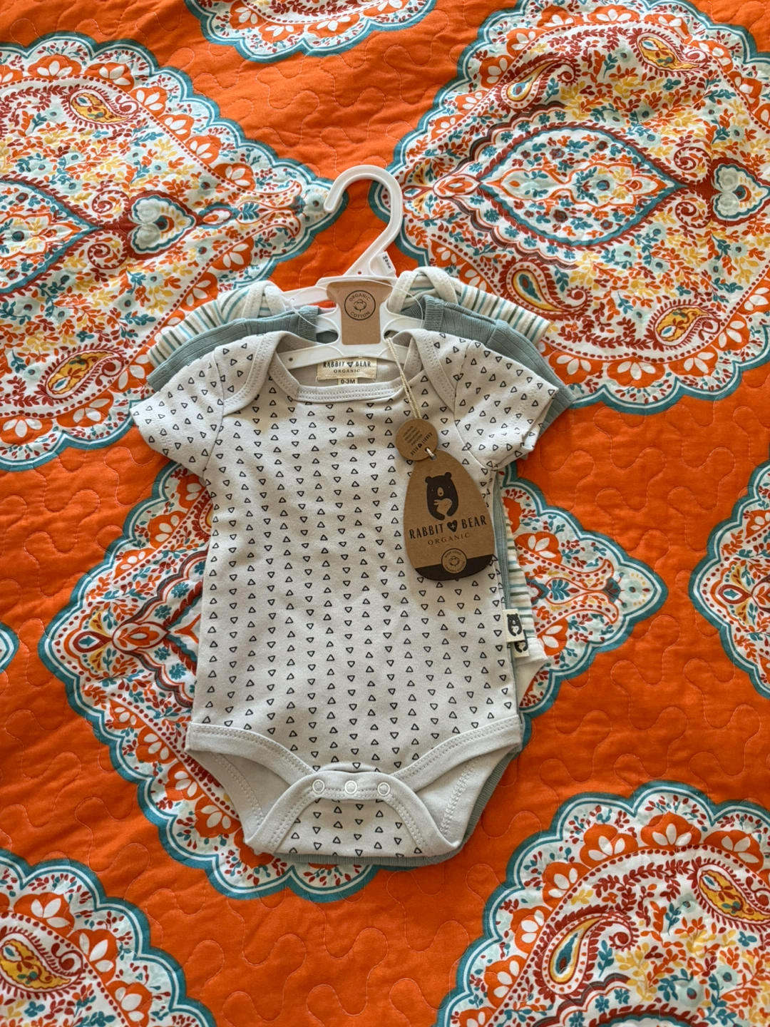 NWT Rabbit Bear new cotton onesies 0-3 3-6 months unisex baby
