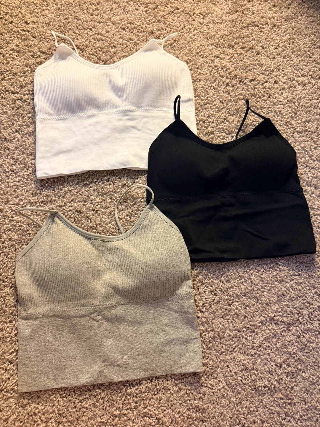 Set of 3 Ribbed Camisole Crop Tops