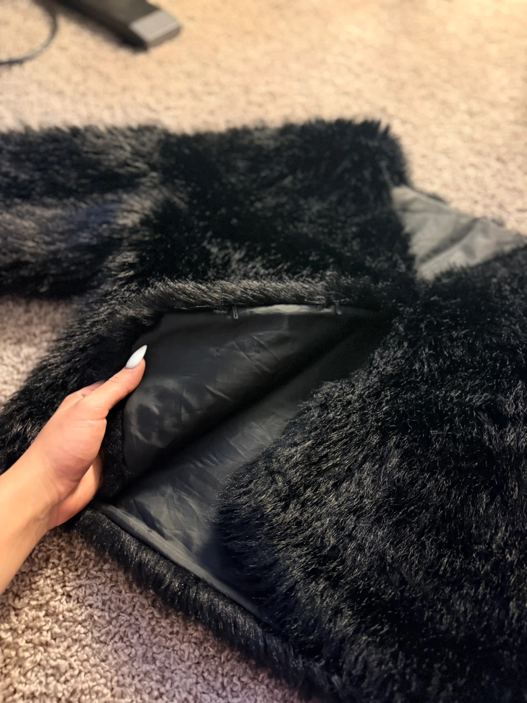 Black Faux Fur Cropped Coat - photo 3
