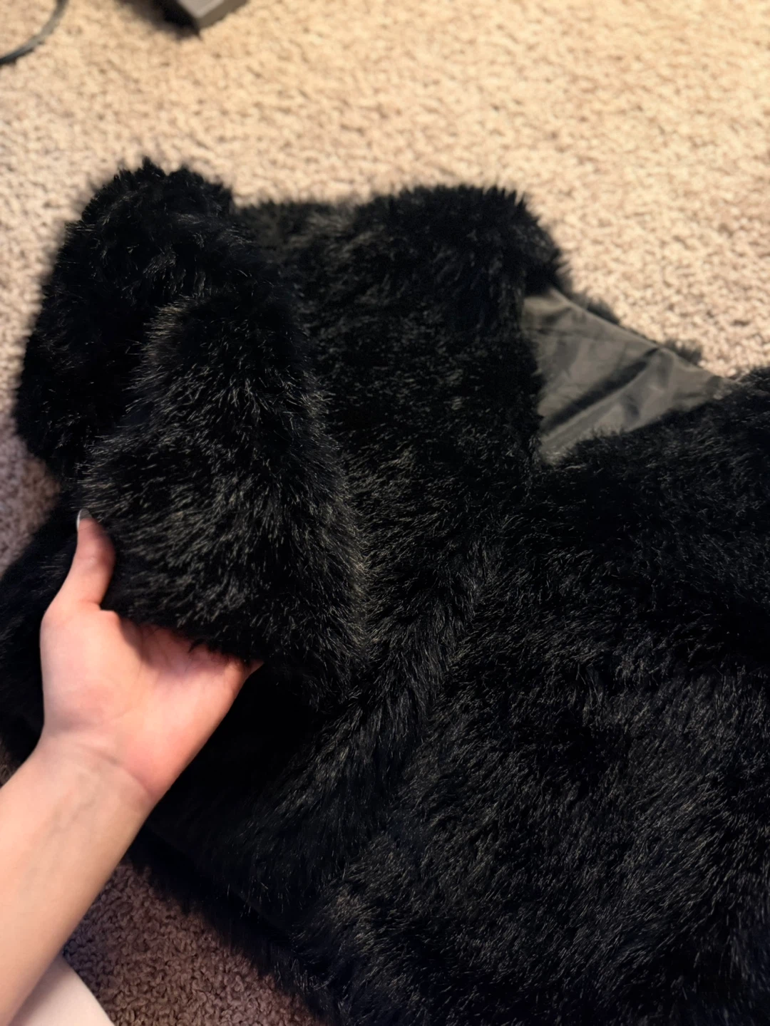 Black Faux Fur Cropped Coat - photo 4