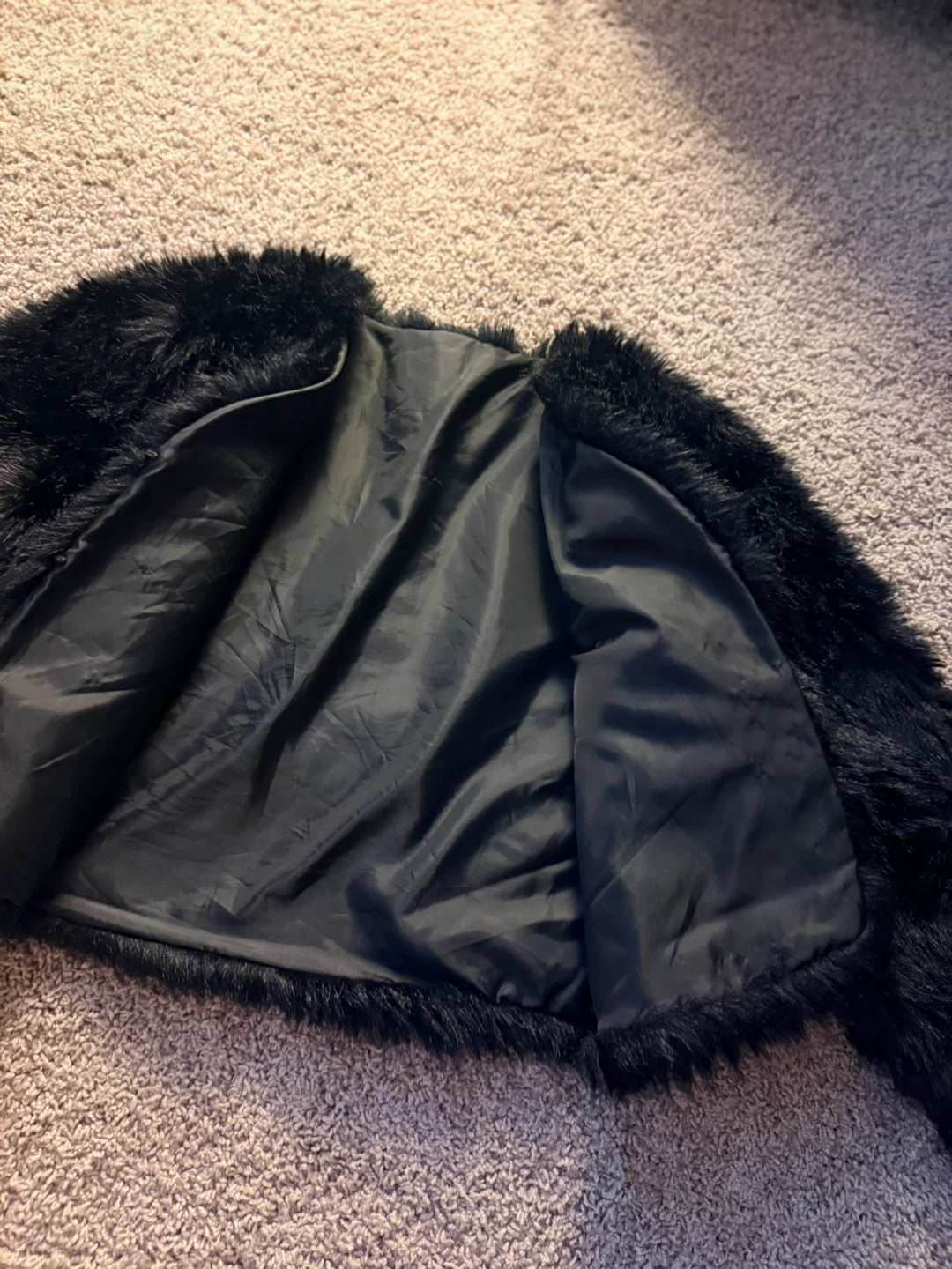 Black Faux Fur Cropped Coat - photo 5