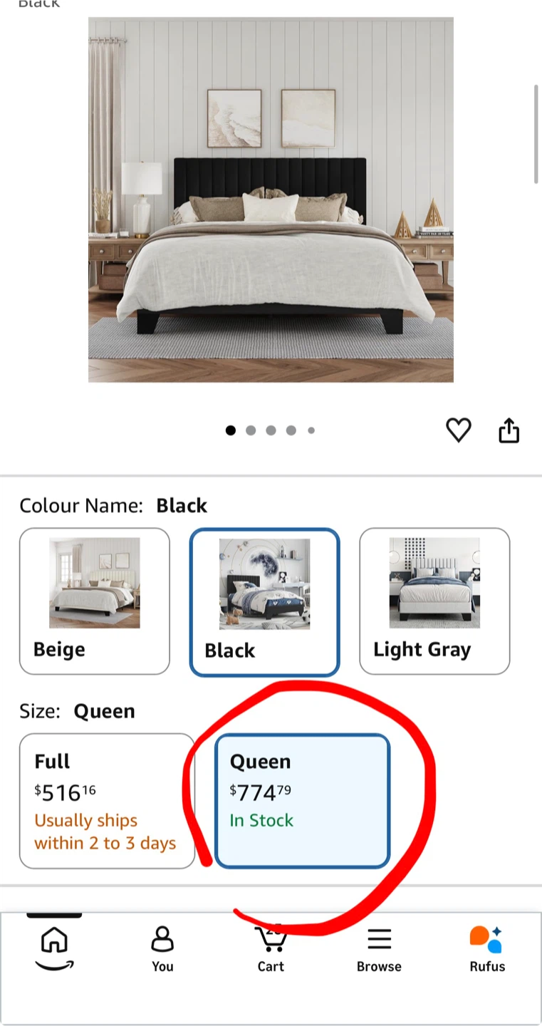Queen Size Black Upholstered Platform Bed Frame BRAND NEW - photo 2