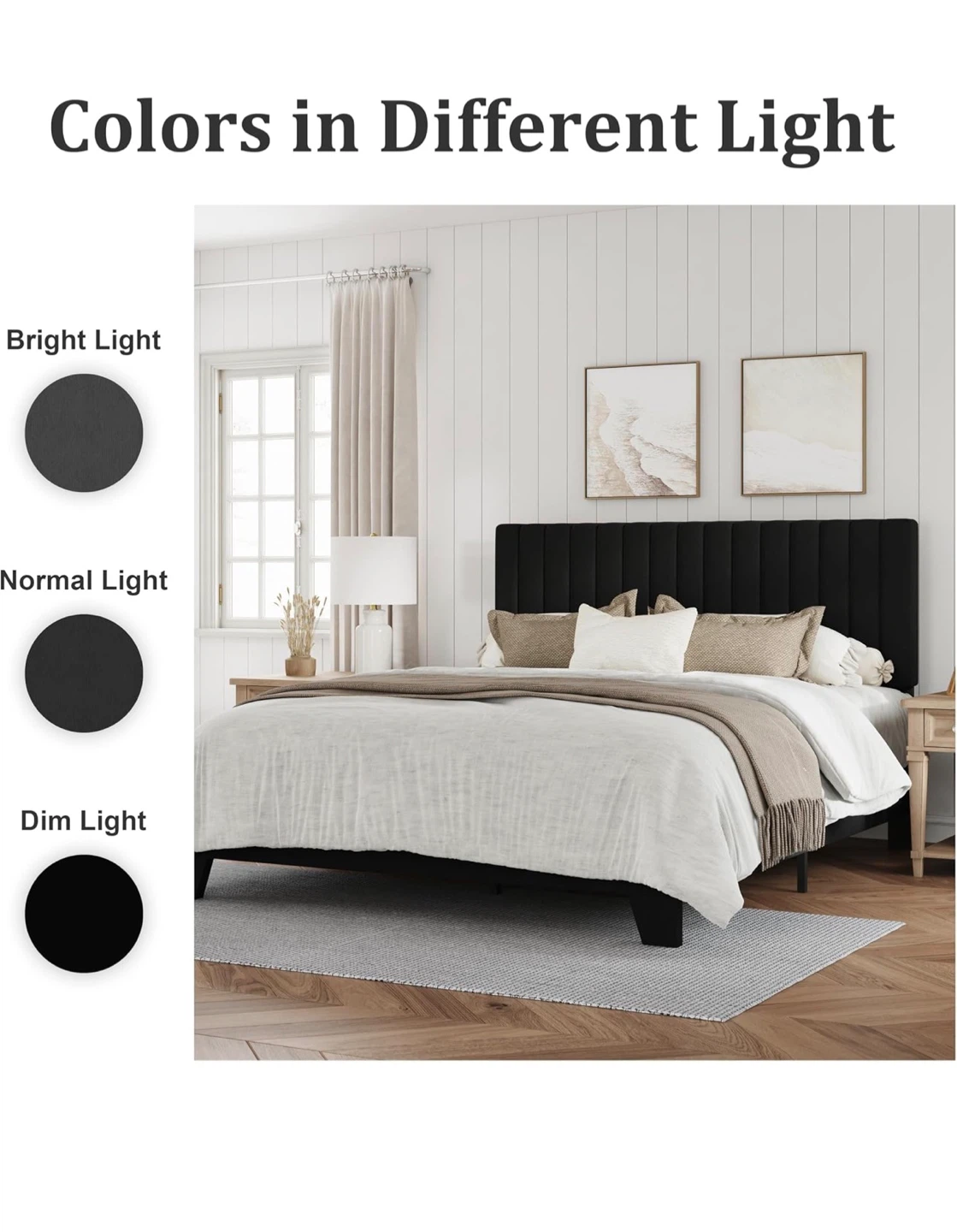 Queen Size Black Upholstered Platform Bed Frame BRAND NEW - photo 3
