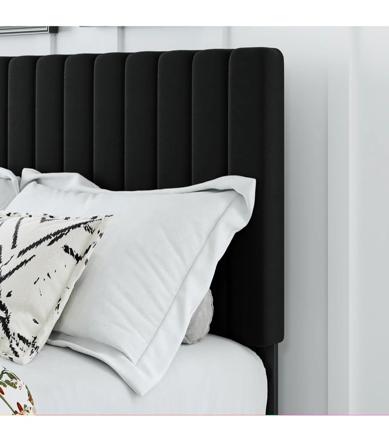 Queen Size Black Upholstered Platform Bed Frame BRAND NEW - photo 5