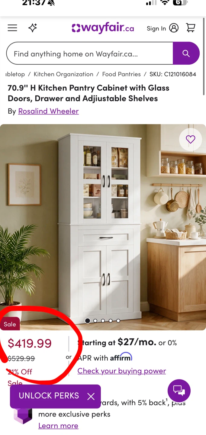 Rosalind Wheeler Kitchen Pantry Cabinet BRAND NEW (SEALED) - photo 2