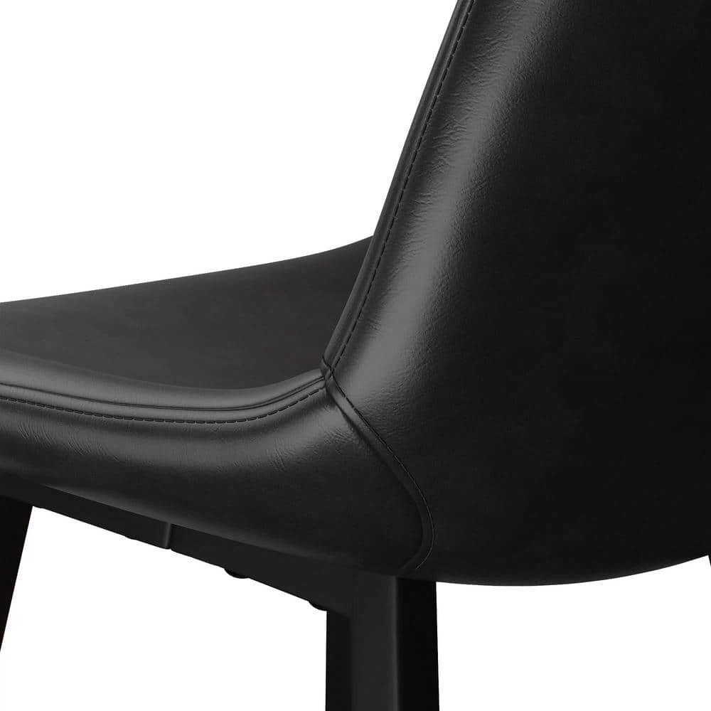 Set of 3 Black Leather Bucket Bar Stools BRAND NEW - photo 3