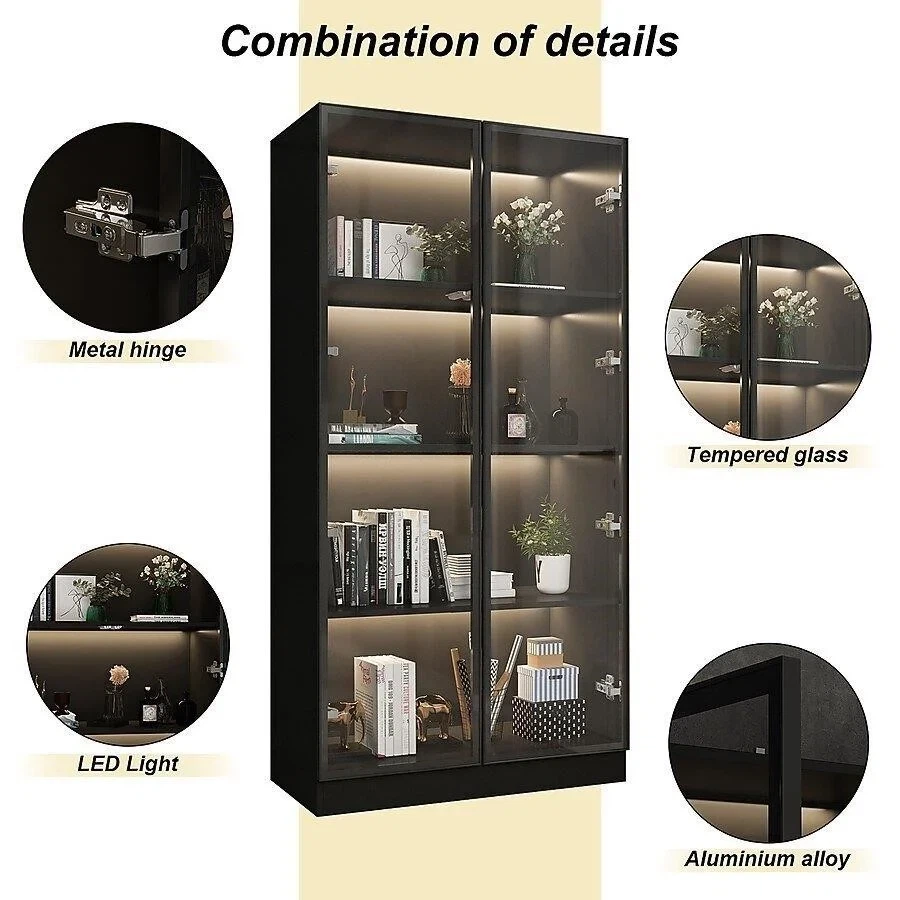 Glass in Door Bookcase with LED Light BRAND NEW - photo 2