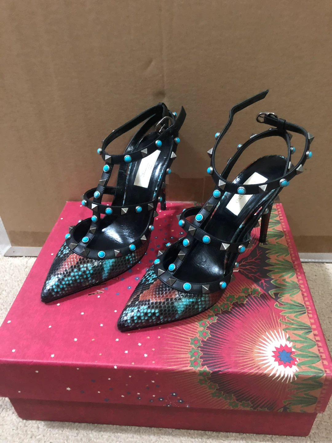 Valentino Rockstud Python Heels