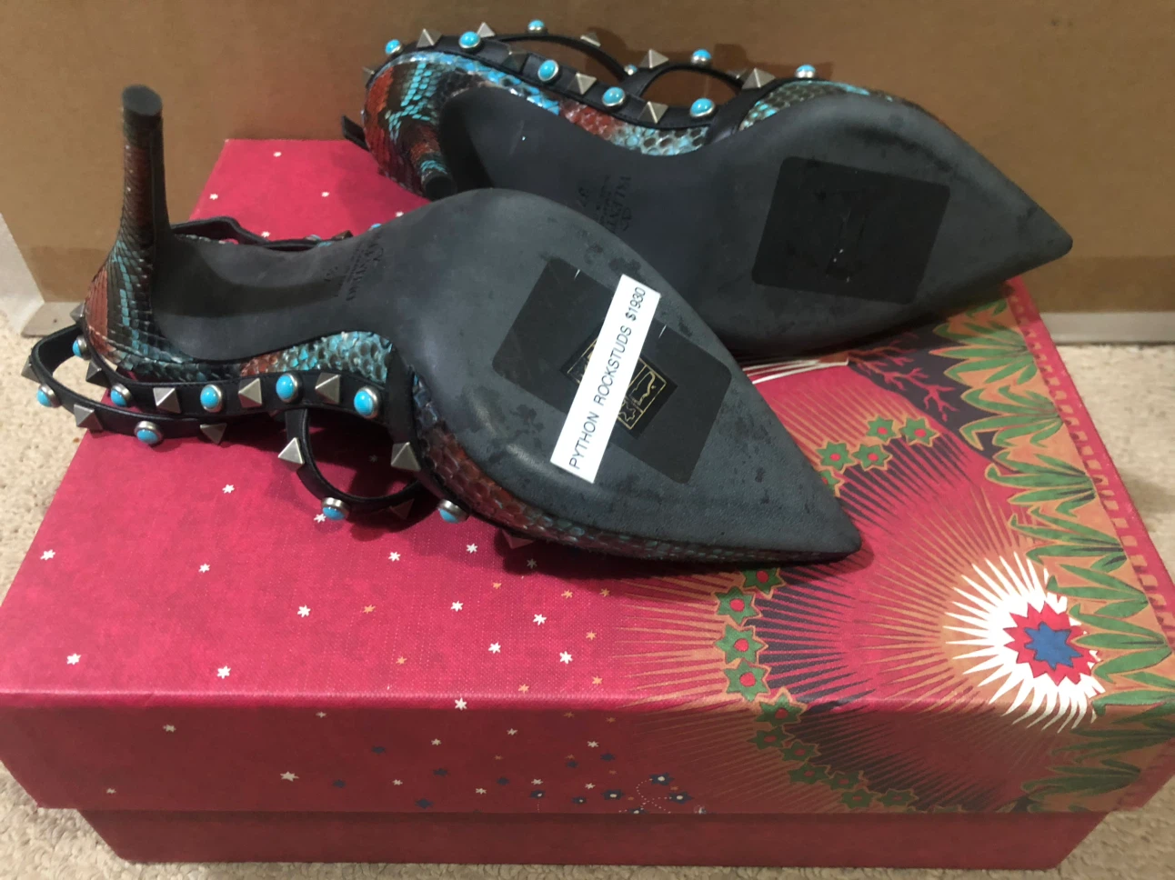 Valentino Rockstud Python Heels - photo 2