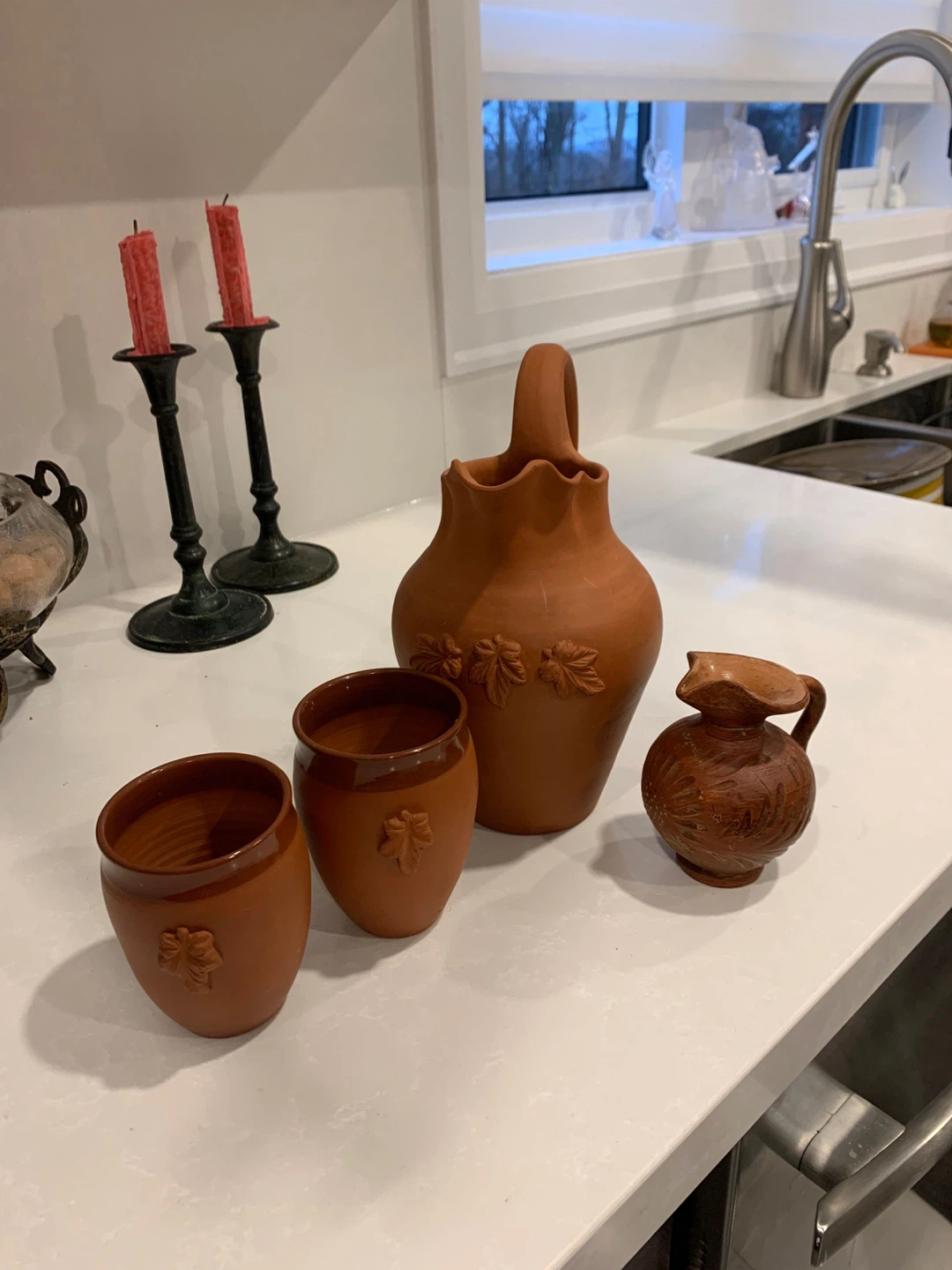 Terracotta Pitcher and Cup Set