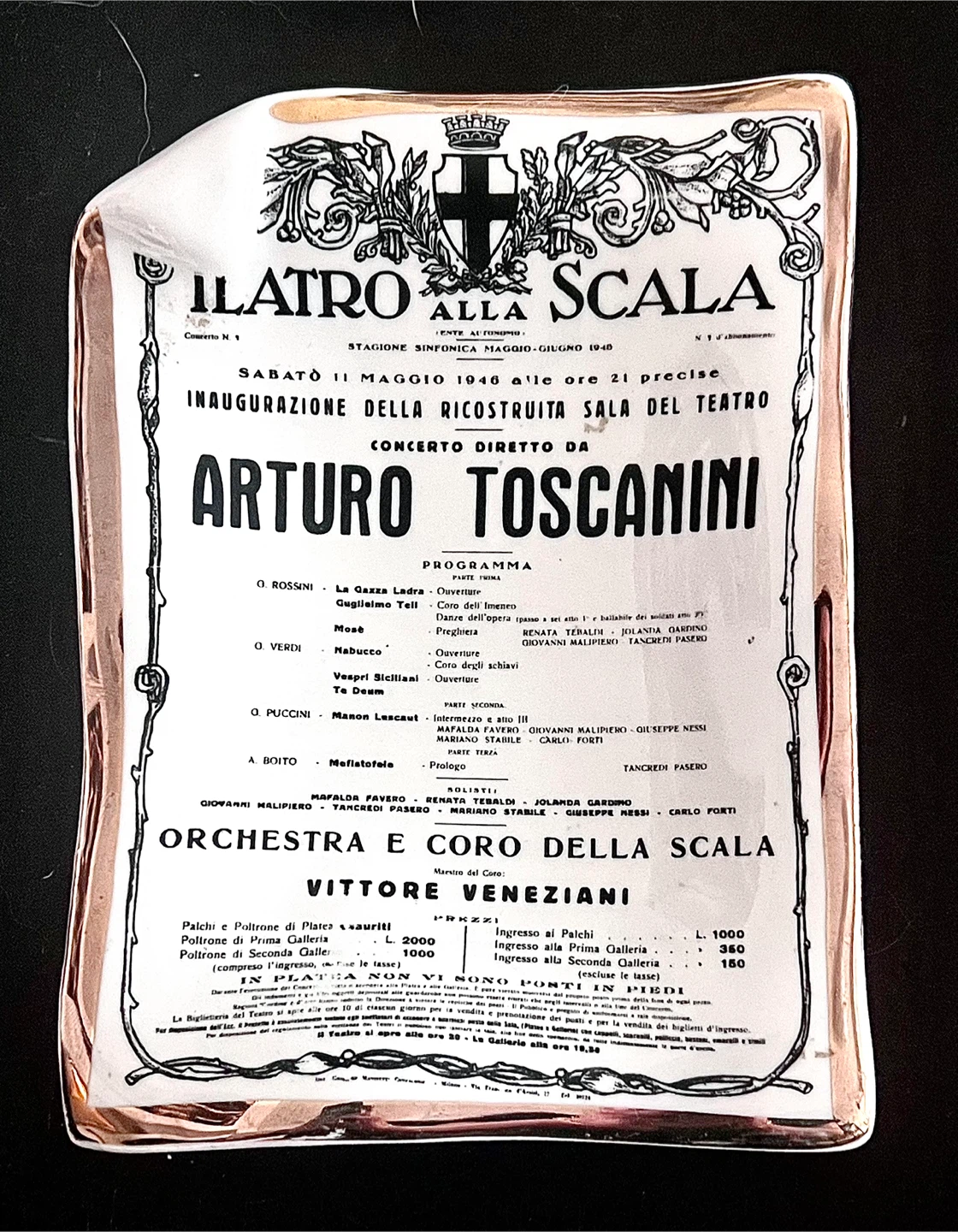 Vintage Fornasetti Milano "Toscanini 1946" Tray