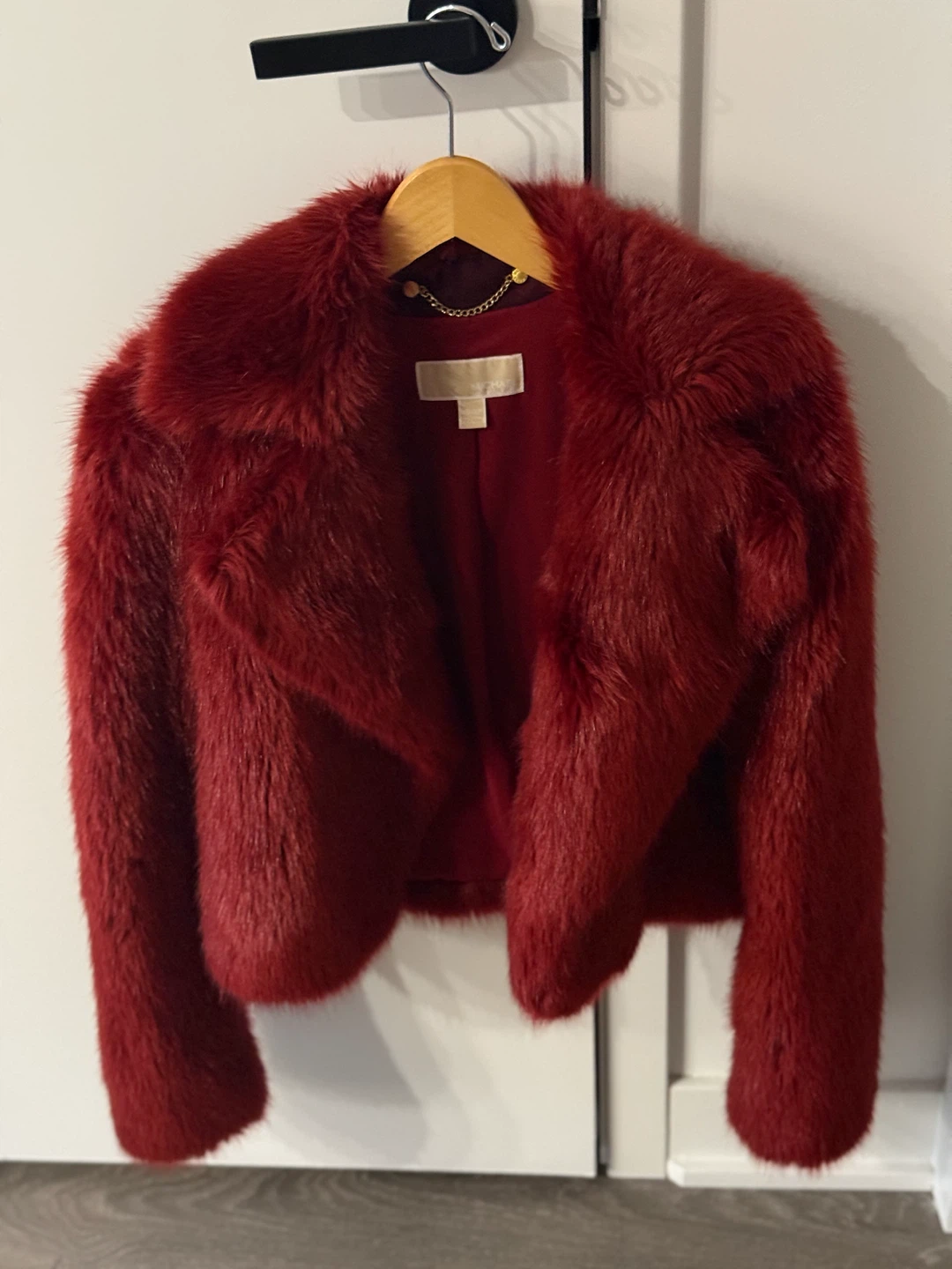 Michael Kors Red Faux Fur Jacket