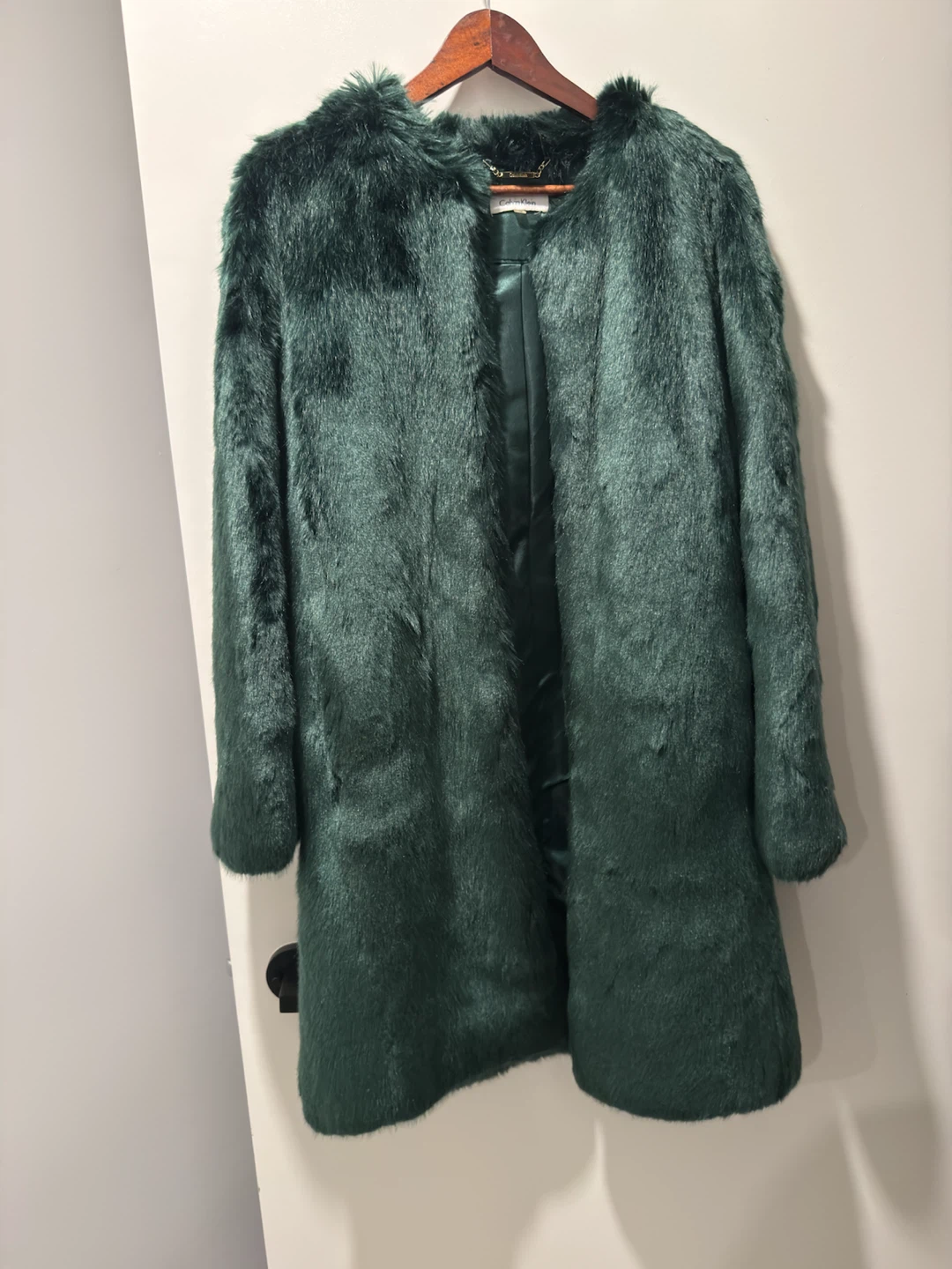 Calvin Klein Faux Fur Coat - Forest Green