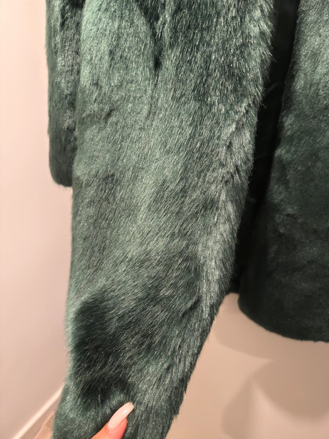 Calvin Klein Faux Fur Coat - Forest Green - photo 2