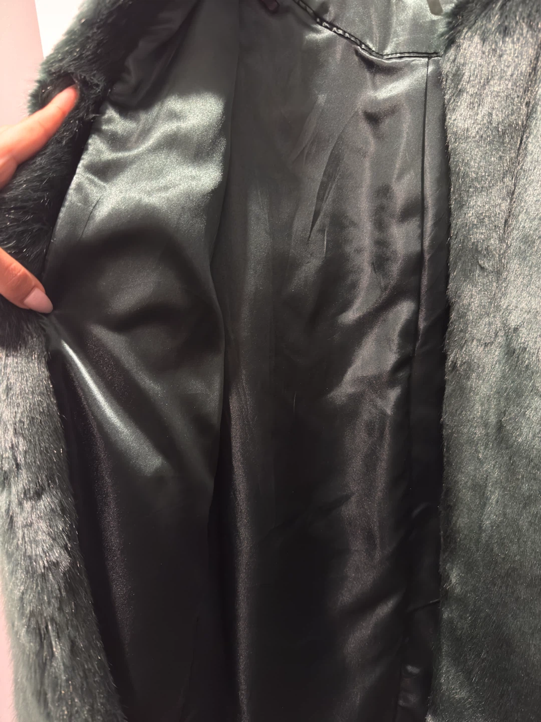 Calvin Klein Faux Fur Coat - Forest Green - photo 4