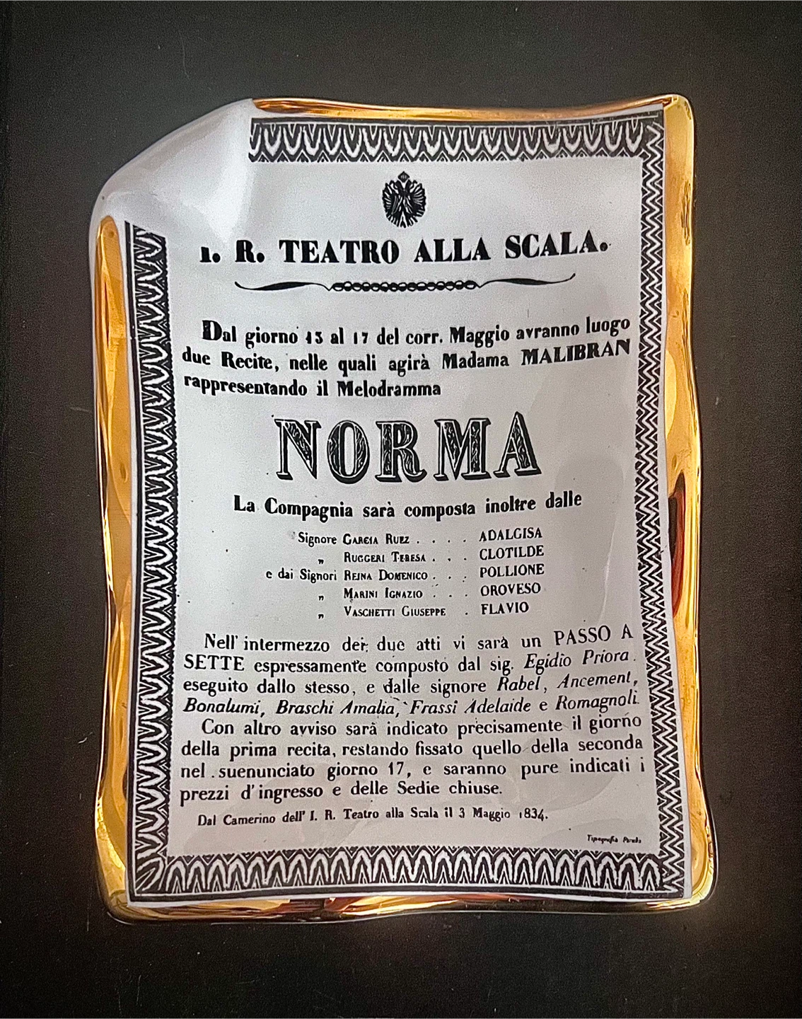 Vintage Fornasetti Milano "Norma" Porcelain Tray