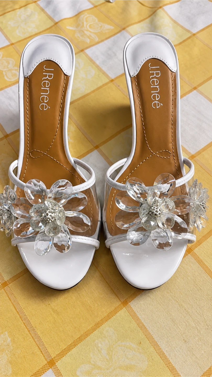 J. Renee White Flower Embellished Mules - photo 2