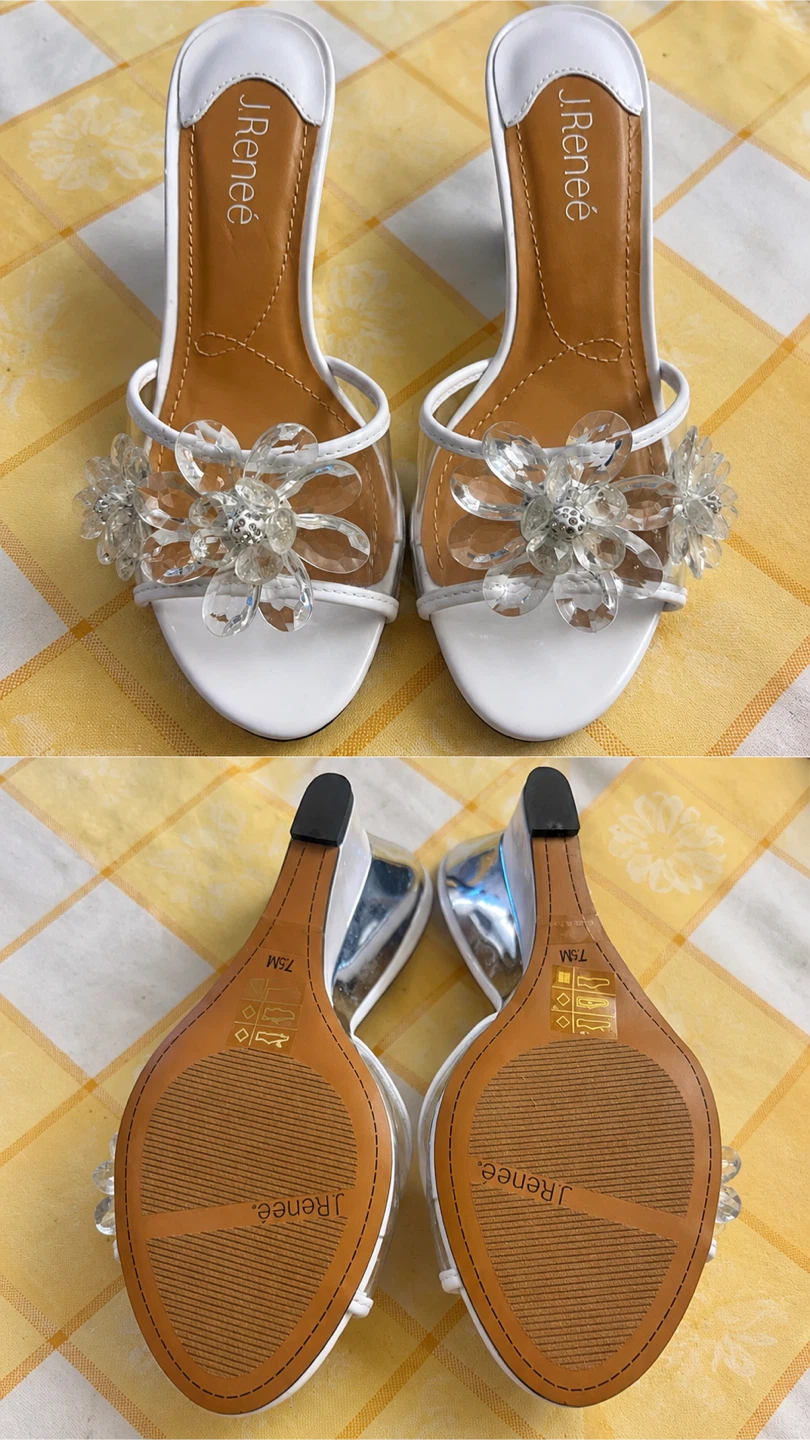 J. Renee White Flower Embellished Mules - photo 3