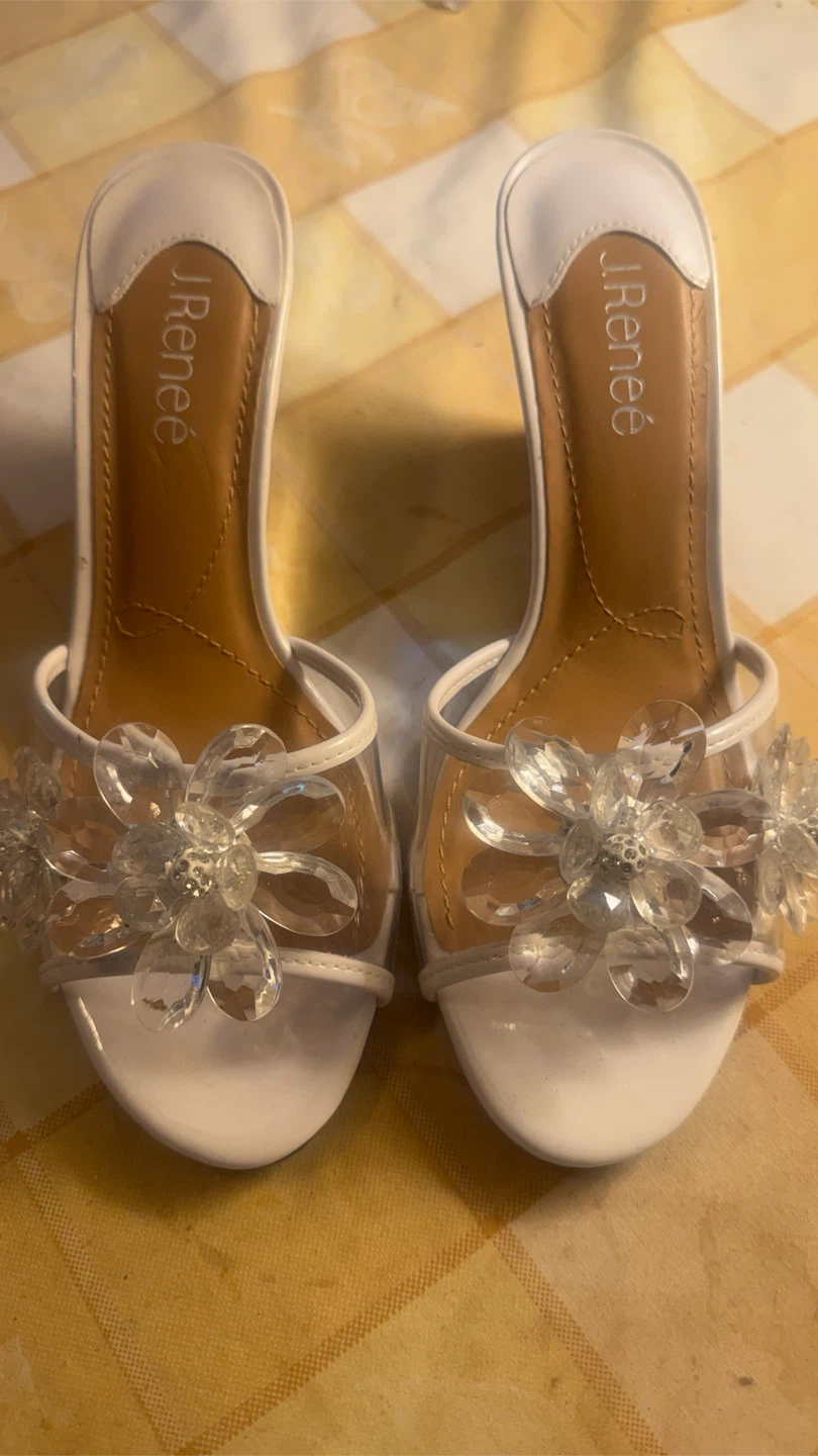 J. Renee White Flower Embellished Mules - photo 4