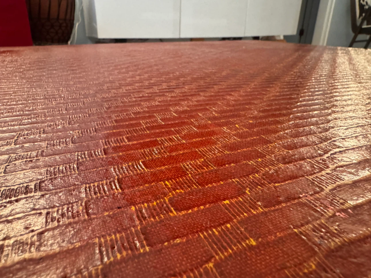 Vintage Baker Furniture Red Lacquered Raffia Coffee Table - photo 4
