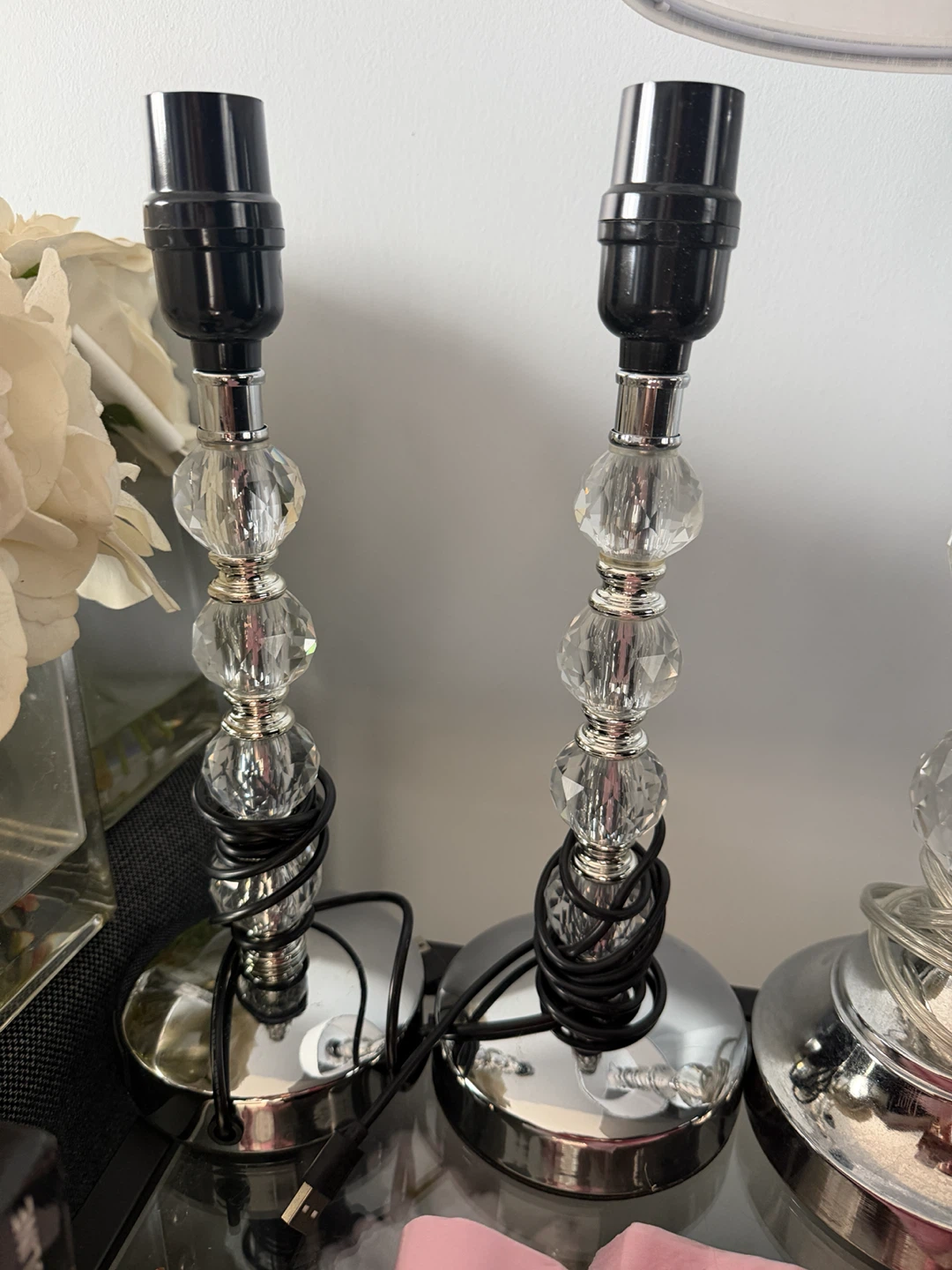 Pair of Crystal Table Lamp Bases