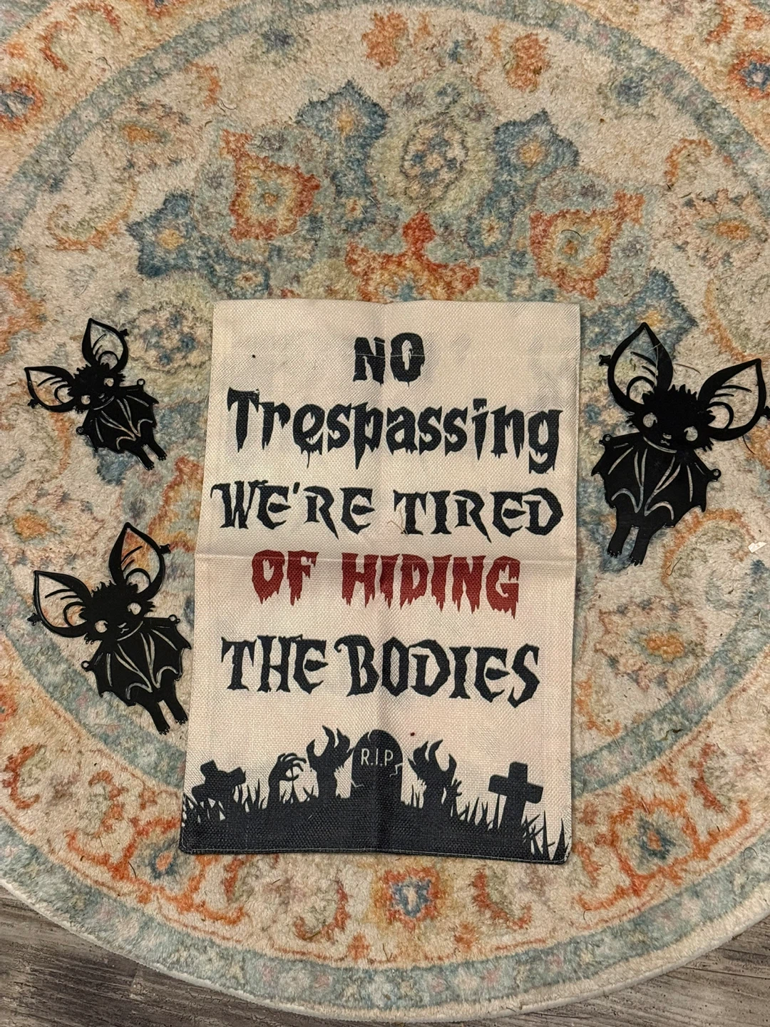 No Trespassing Halloween Garden Flag