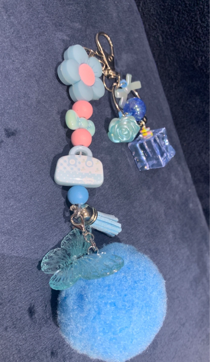Blue Pastel Beaded Bag Charm