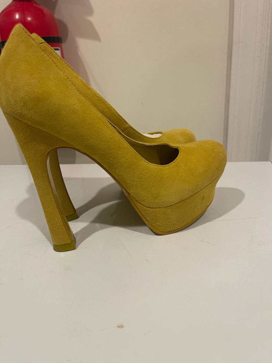 Kelsi Dagger Mustard Suede Platform Heels - photo 2