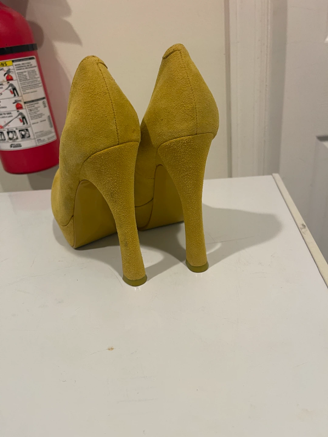 Kelsi Dagger Mustard Suede Platform Heels - photo 4