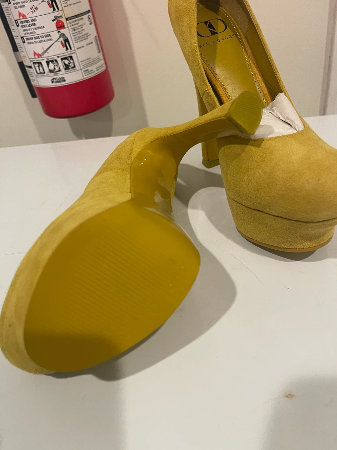Kelsi Dagger Mustard Suede Platform Heels - photo 5