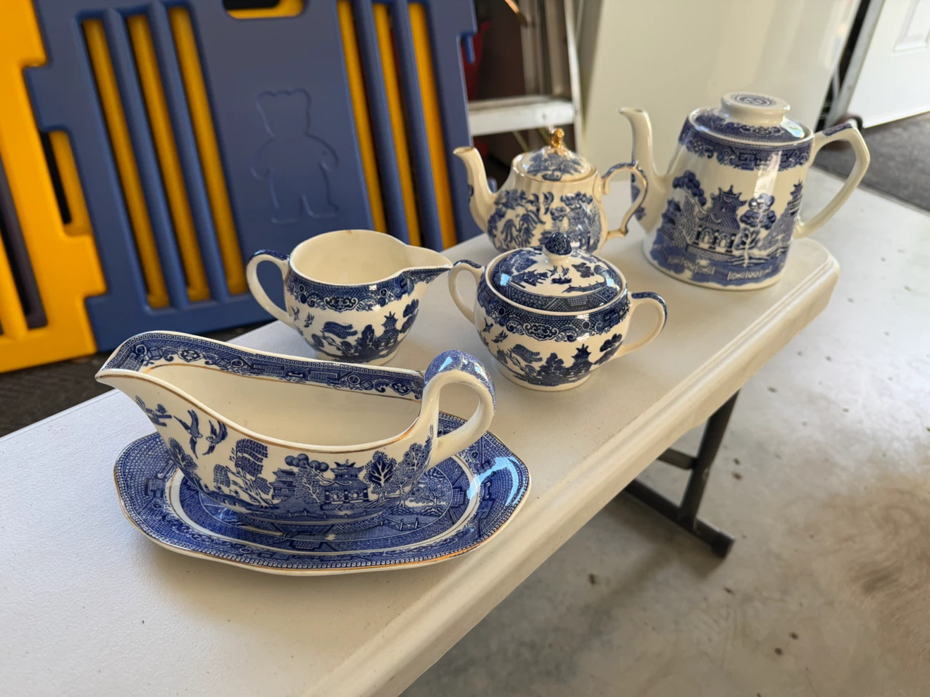 Assorted Blue Willow Tea Set Pieces
