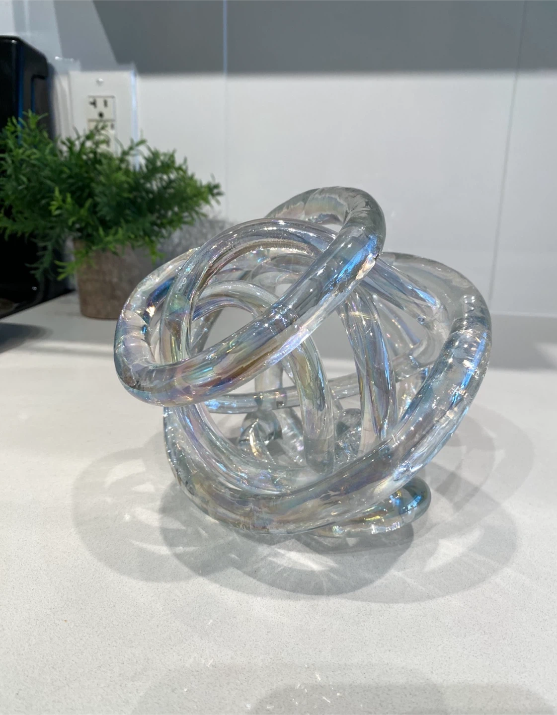 Iridescent Clear Glass Knot Infinity Sculpture - photo 2