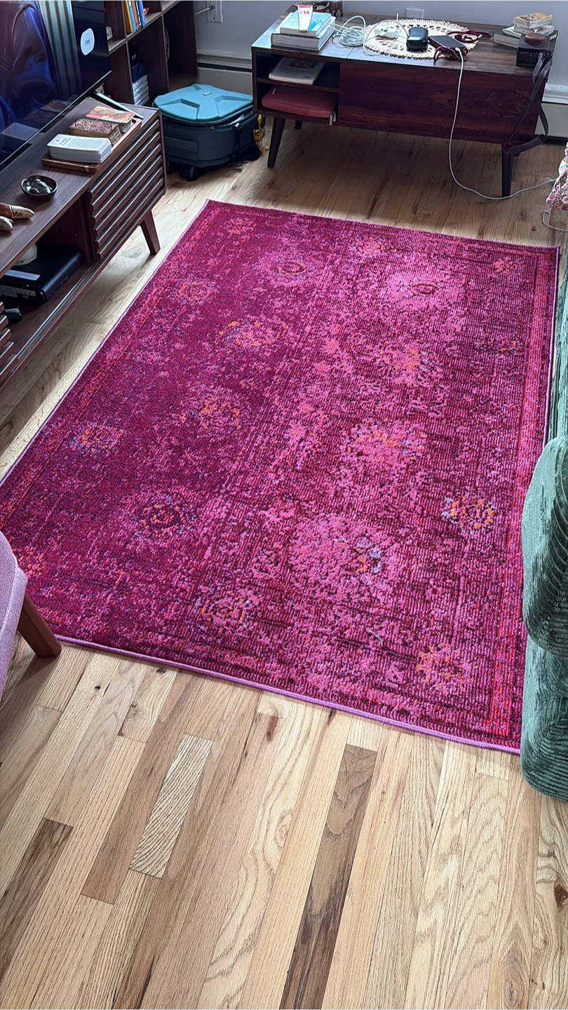 Magenta Distressed Area Rug
