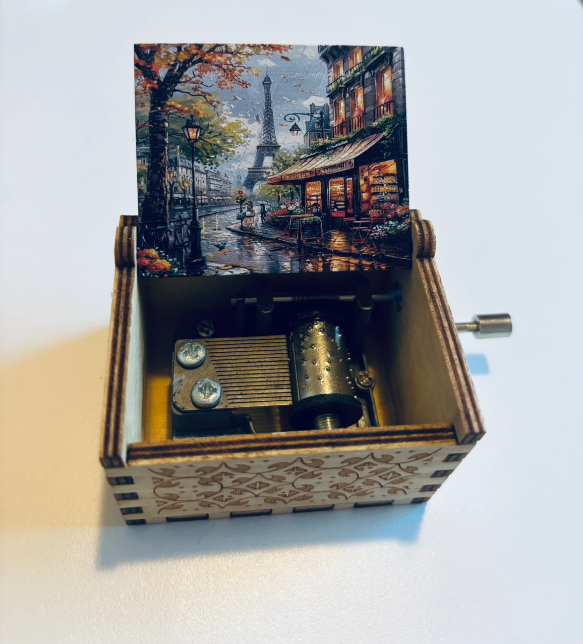 Hand-Cranked Wooden Music Box