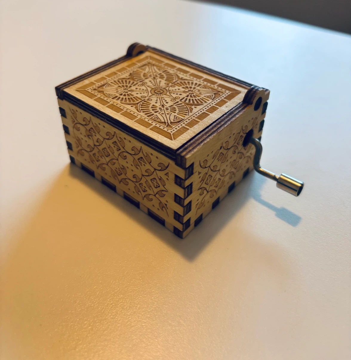 Hand-Cranked Wooden Music Box - photo 3
