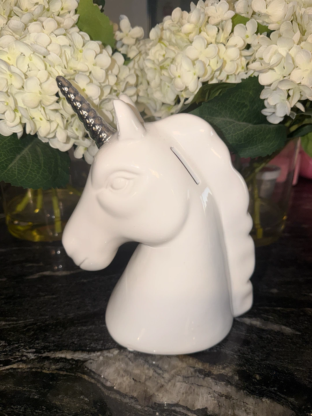 White Unicorn Ceramic Coin Bank