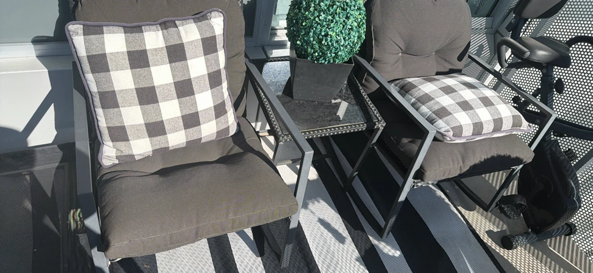 Two Patio Chairs and Matching Side Table
