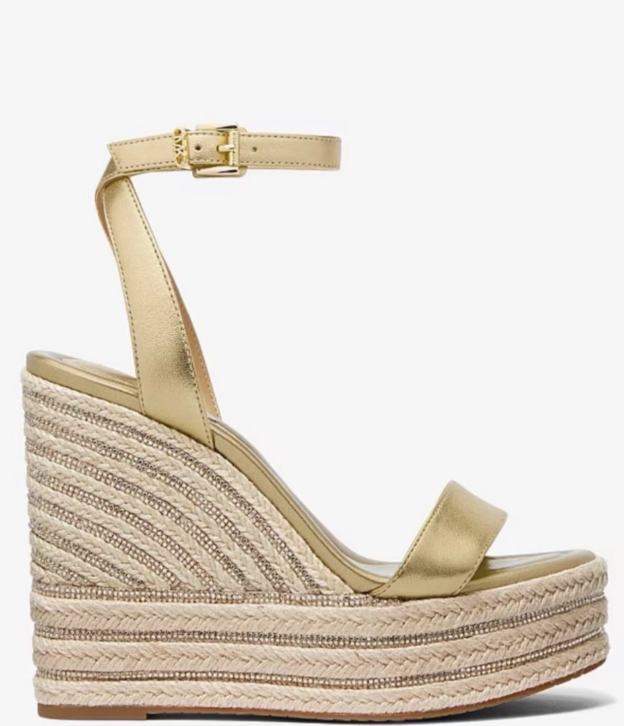 Michael Kors Leighton Gold Metallic Espadrille Wedge Sandals 9