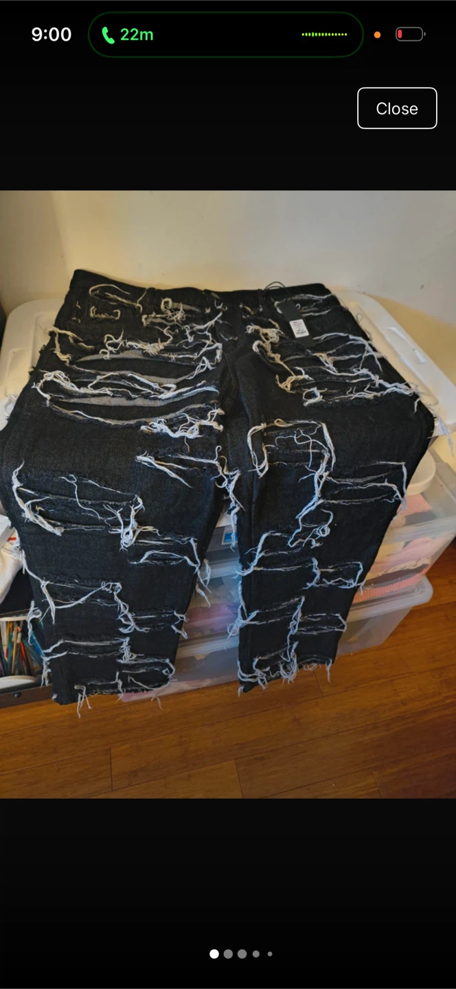 Black Distressed Denim Jeans