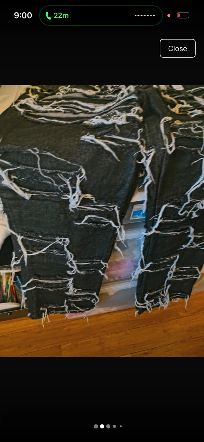 Black Distressed Denim Jeans - photo 2