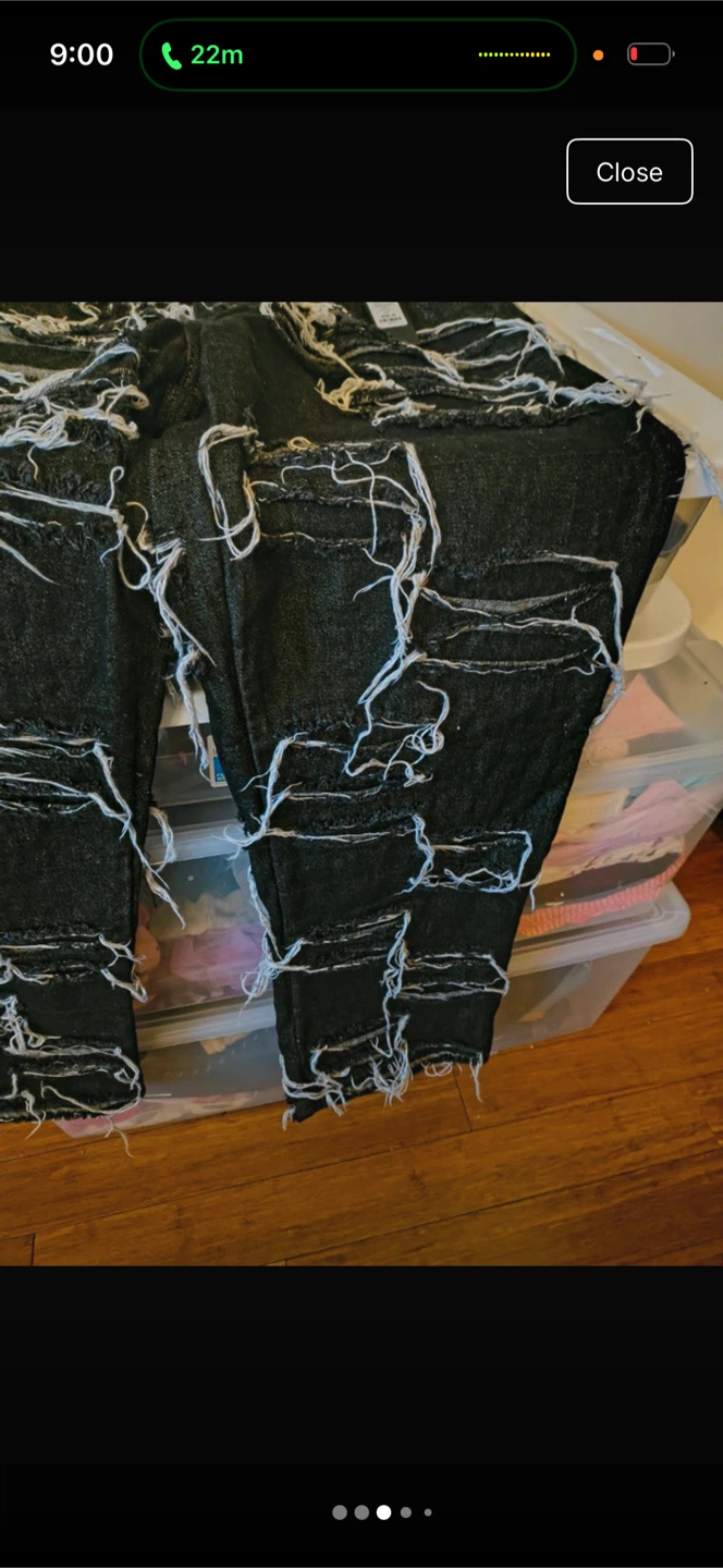 Black Distressed Denim Jeans - photo 3