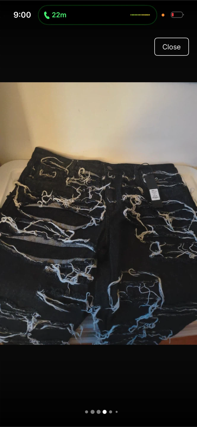 Black Distressed Denim Jeans - photo 4