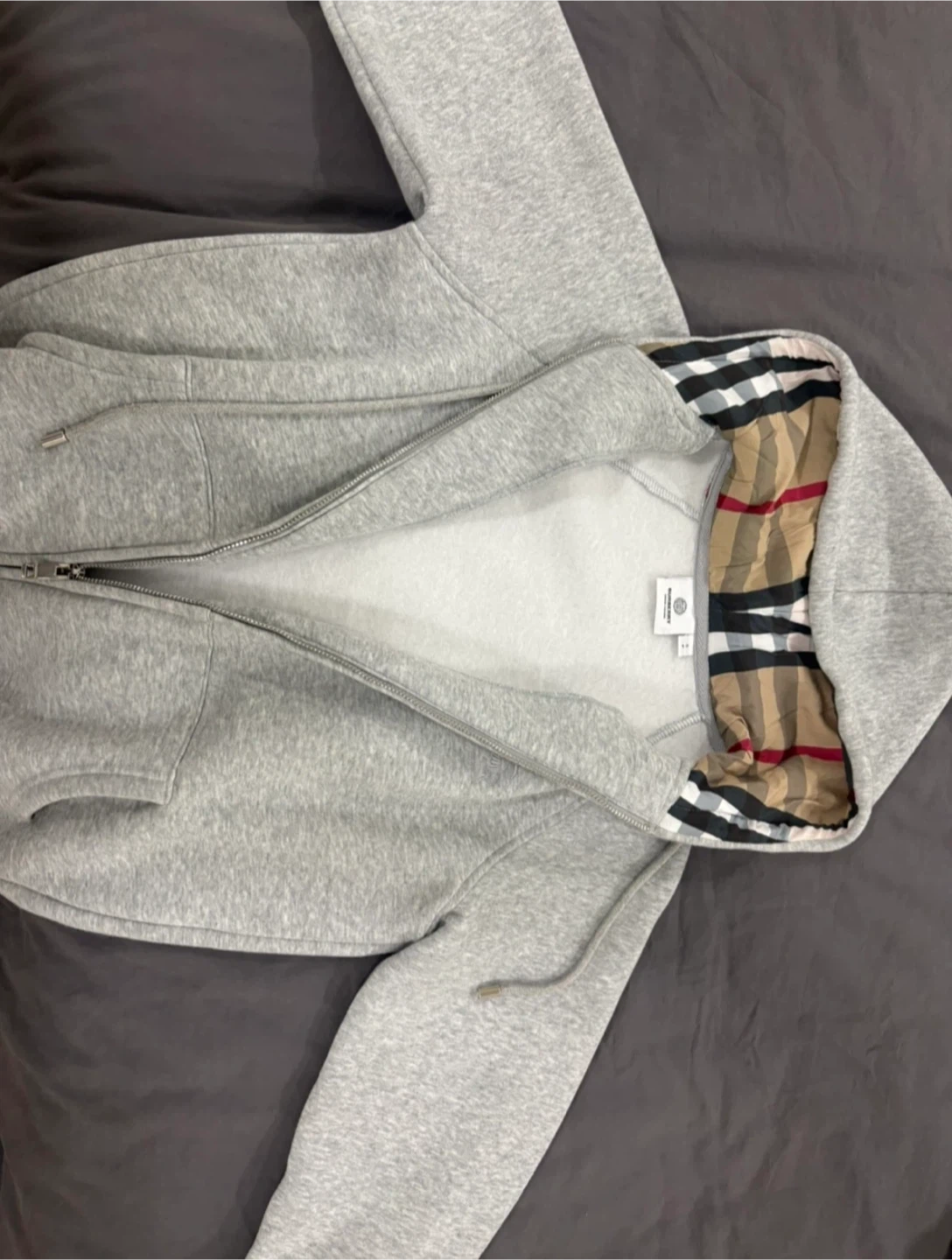 Burberry Grey Zip-Up Hoodie