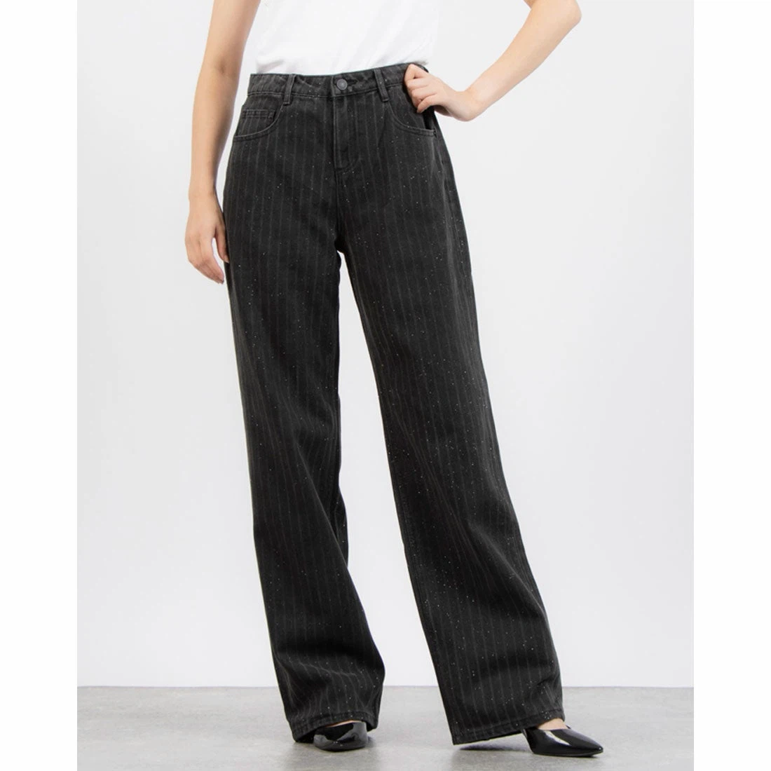 Desigaul-Black Pinstripe Denim Jeans - photo 3