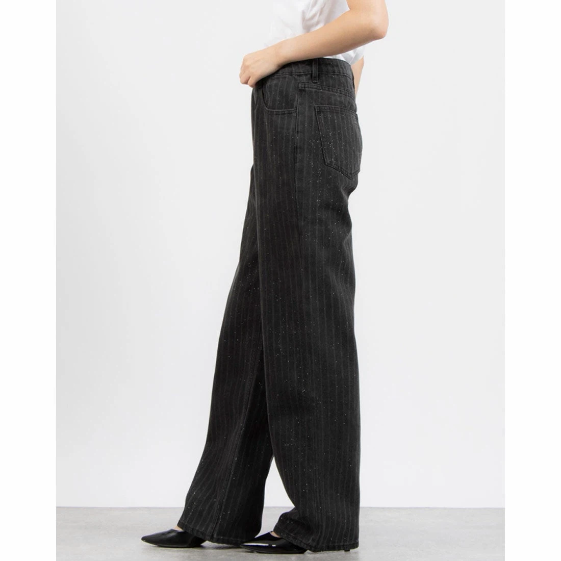 Desigaul-Black Pinstripe Denim Jeans - photo 4