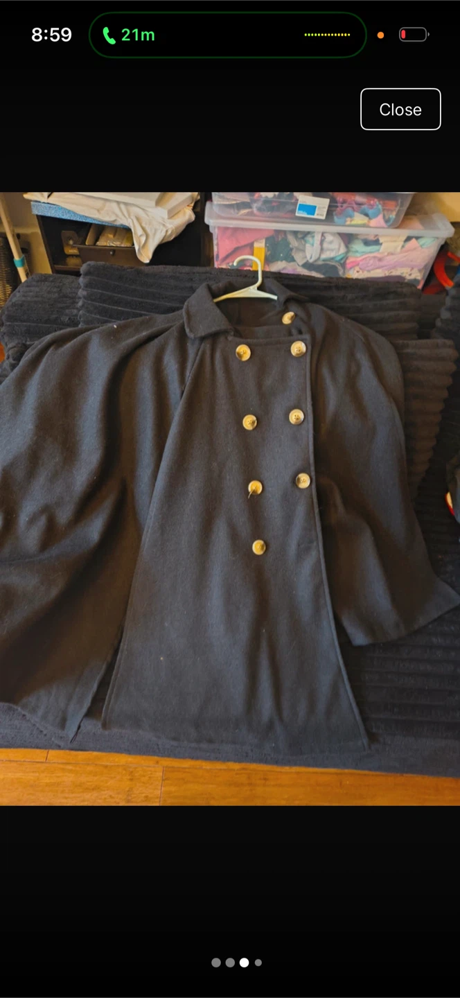 Vintage Black Wool Cape Coat - photo 3
