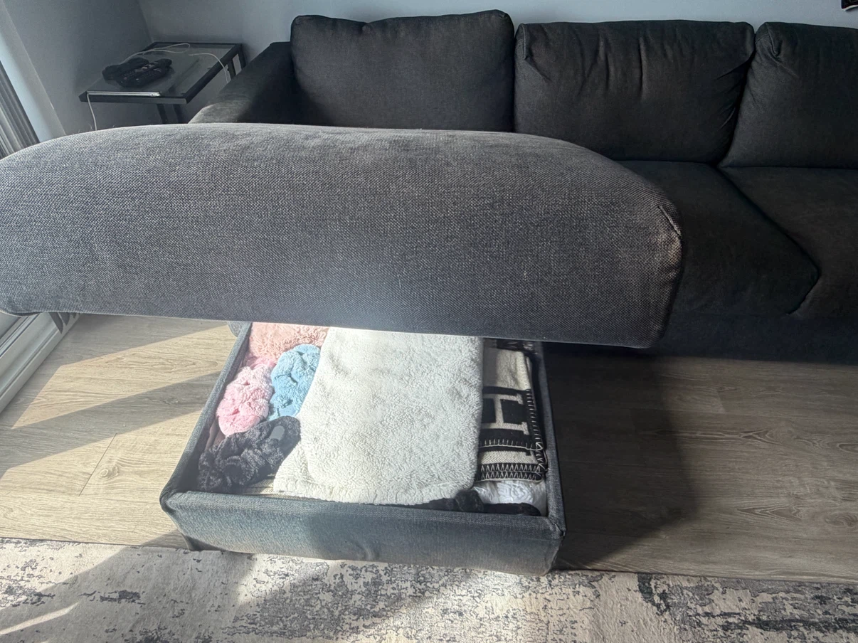 Dark Grey Sectional Sofa with Storage - photo 2